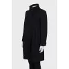 Straight-cut coat with a stand-up collar