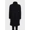 Straight-cut coat with a stand-up collar