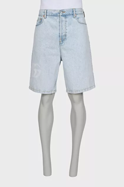 Men's denim shorts with brand logo