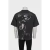 Men's straight t-shirt with back print