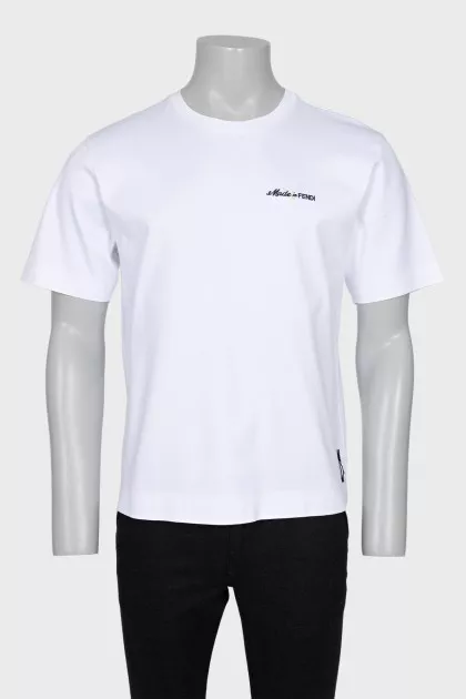 Men's white T-shirt with embroidery