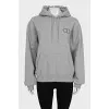 Gray hoodie with embroidered logo
