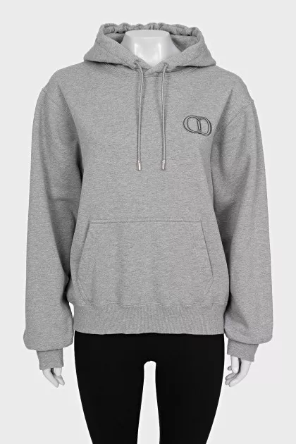 Gray hoodie with embroidered logo