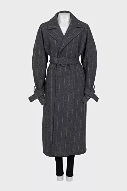 Pinstripe wool coat