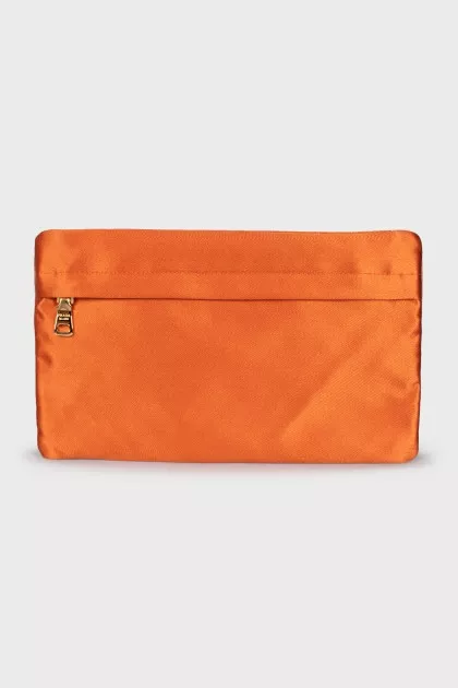 Satin cosmetic bag with zipper
