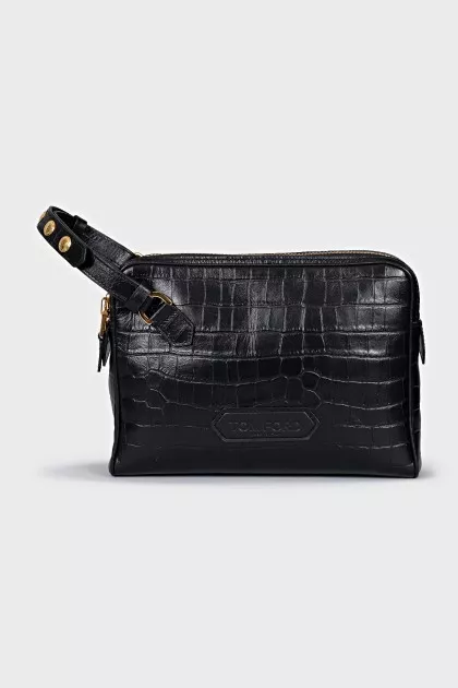 Men's embossed leather bag