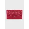 Quilted red leather wallet