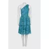 Printed silk dress with buttons on the side