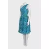 Printed silk dress with buttons on the side