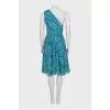 Printed silk dress with buttons on the side