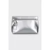 Silver clutch with small stripes