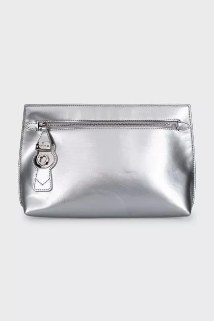 Silver clutch with small stripes
