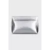 Silver clutch with small stripes