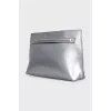 Silver clutch with small stripes