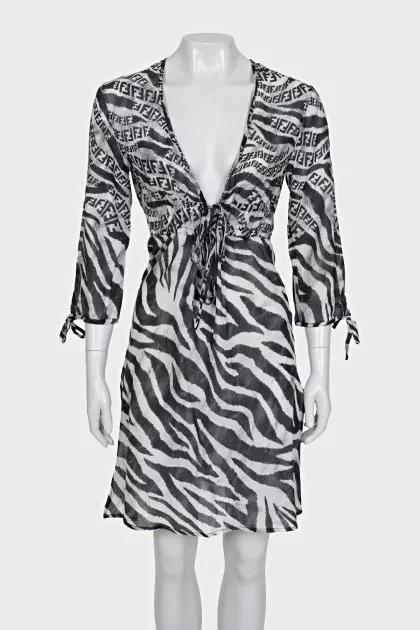 Translucent dress in animal print