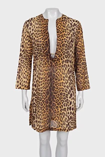 Animal print tie-up tunic