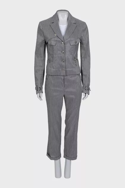 Gray striped suit