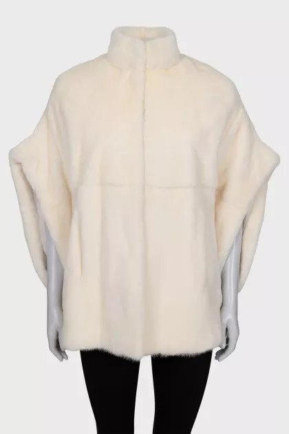 Short mink fur coat with hooks