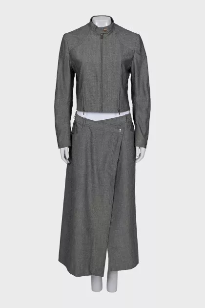 Wool suit consisting of a maxi skirt and jacket