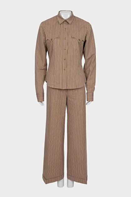 Striped suit of shirt and trousers