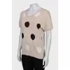 Beige polka dot T-shirt