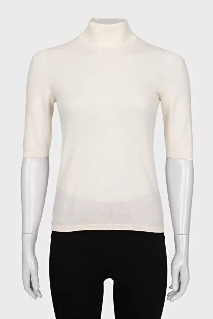 Wool T-shirt with a high collar
