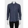 Printed silk button-down shirt