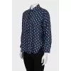 Printed silk button-down shirt