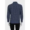 Printed silk button-down shirt