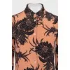 Orange floral print blouse