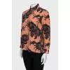 Orange floral print blouse