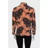 Orange floral print blouse