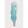 Fitted silk dress with ruffles