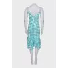 Fitted silk dress with ruffles