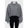 Cropped pullover with puff sleeves