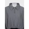 Cropped pullover with puff sleeves