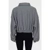 Cropped pullover with puff sleeves