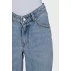 Light blue straight-leg high-waist jeans