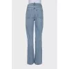 Light blue straight-leg high-waist jeans