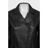 Leather biker jacket decorated with a zipper