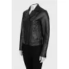 Leather biker jacket decorated with a zipper