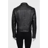 Leather biker jacket decorated with a zipper