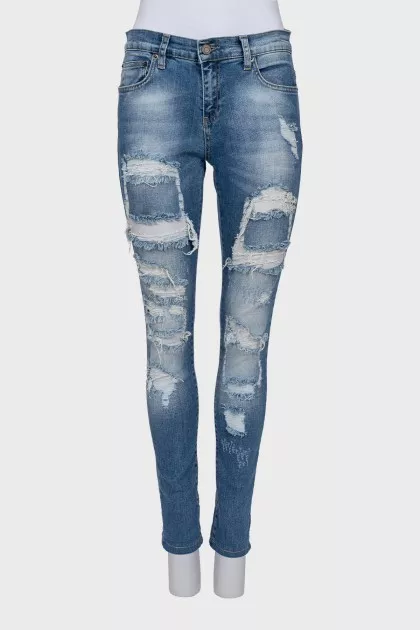 Blue ripped skinny jeans