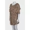 Asymmetrical silk dress with animal print