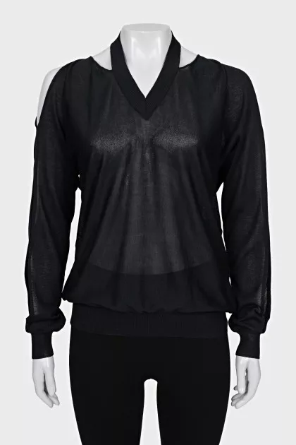 Sheer off-the-shoulder jumper
