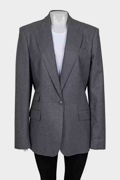 Straight-cut wool jacket with tag