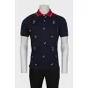 Men's blue polo shirt with branded embroidery