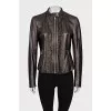 Brown leather jacket with ruffles
