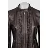 Brown leather jacket with ruffles