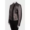Brown leather jacket with ruffles